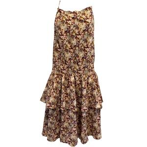 Spaghetti Strap Sundress Knee Womens M Floral Boho Dress Tiered Ruffle NWT